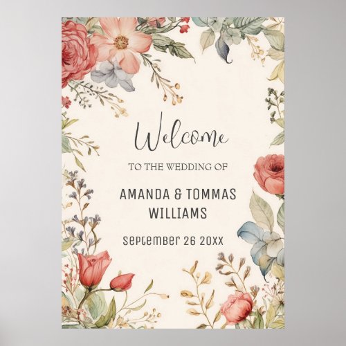 Shabby Chic Wildflower Wedding Poster