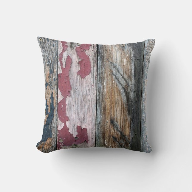 Shabby Chic Wood Abstract Throw Pillow (Front)