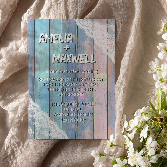 Shabby Chic Wood And Lace Wedding Invitation (Creator Uploaded)