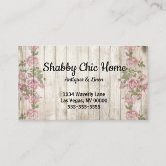 Shabby Chic Wood and Rose Business Card
