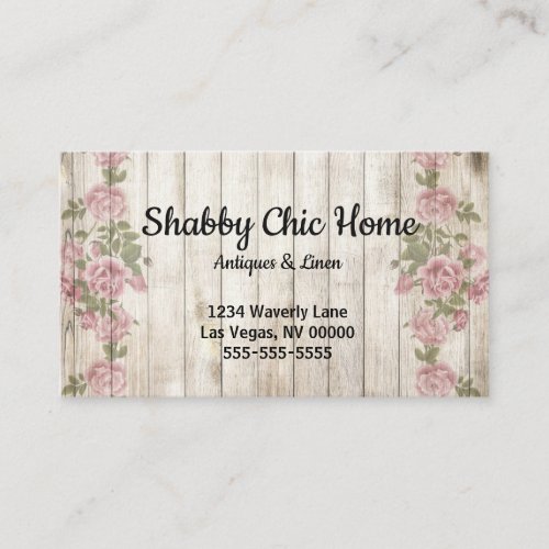 Shabby Chic Wood and Rose Business Card