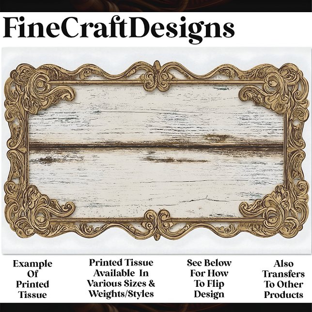 Shabby Chic Wood + Gold Scroll Frame AN2 Decoupage Tissue Paper (Creator Uploaded)