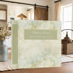 Shabby Chic Yellow & Green End of Life Planner 3 Ring Binder