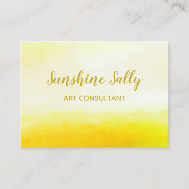 Shabby Chic Yellow Watercolor Wash Background Business Card (Front)