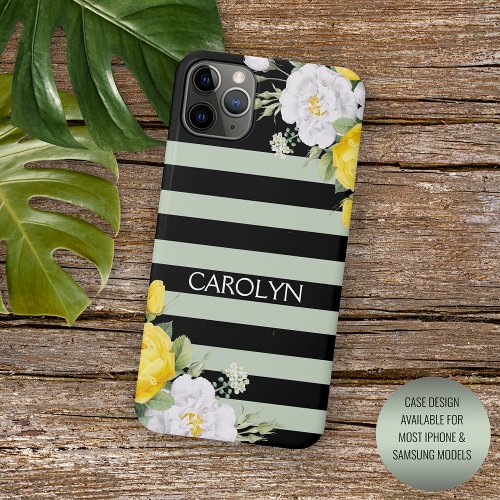 Shabby Chic Yellow White Roses Floral Pattern iPhone 11Pro Max Case