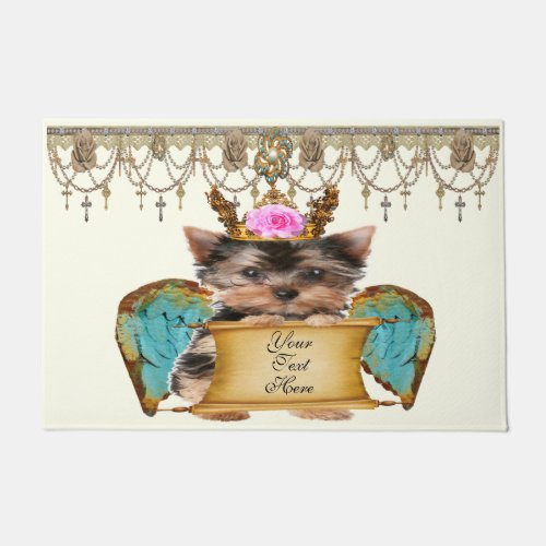 Shabby Chic Yorkie Angel Puppy Dog Create Your Own Doormat