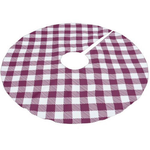 Shabby Chlc Deep Pink Gingham Christmas Tree Base Brushed Polyester Tree Skirt