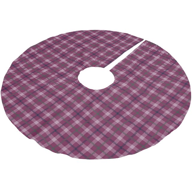 Shabby Chlc Deep Pink Plaid  Christmas Tree Base Brushed Polyester Tree Skirt (Angled)
