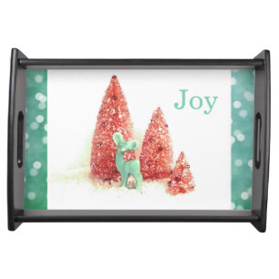 Shabby Christmas Deer Joy Serving Tray