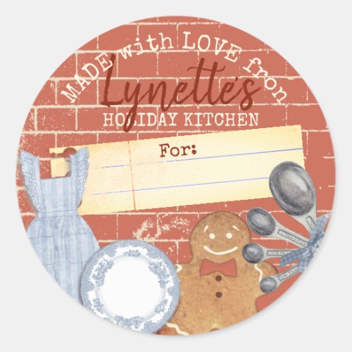 Shabby Christmas gingerbread man holiday baking Classic Round Sticker