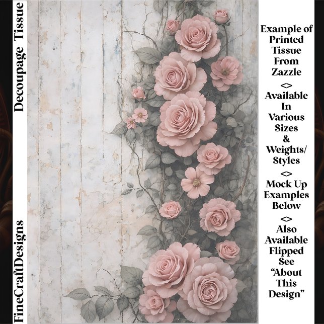 Shabby Climbing Pale Pink Roses FD9R Decoupage Tissue Paper (Creator Uploaded)