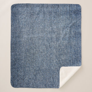 Shabby denim: blue jeans texture sherpa blanket