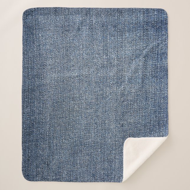 Shabby denim: blue jeans texture sherpa blanket (Front)
