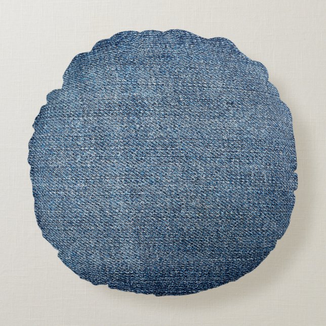 Shabby denim texture for background. Blue jeans Round Pillow (Front)