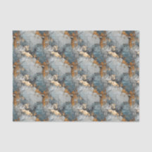 Shabby Dusty Blue and Gold Pattern Decoupage Paper