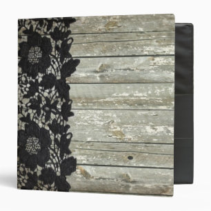 shabby elegance black lace grey barn wood 3 ring binder