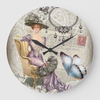 Shabby Elegance Chandelier Vintage Victorian Large Clock by IAmTrending at Zazzle