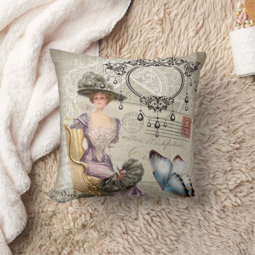 shabby elegance chandelier Vintage victorian Throw Pillow Zazzle