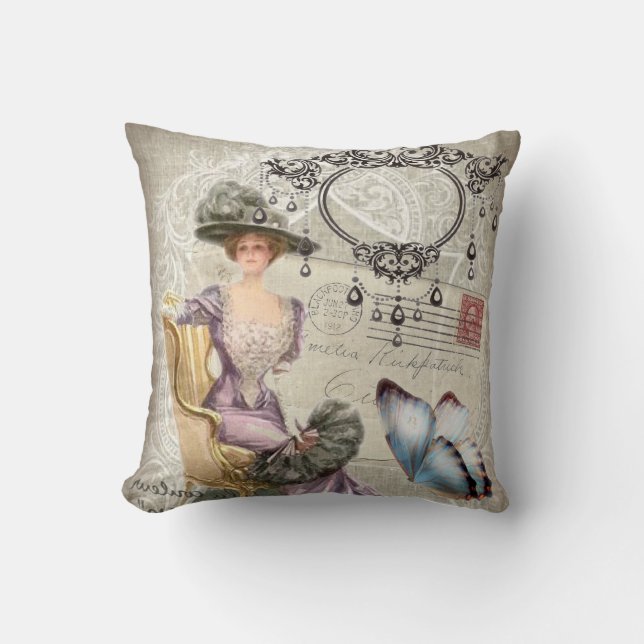 shabby elegance chandelier Vintage victorian Throw Pillow (Front)