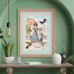Shabby Elegance Vintage Fashion Collage Poster