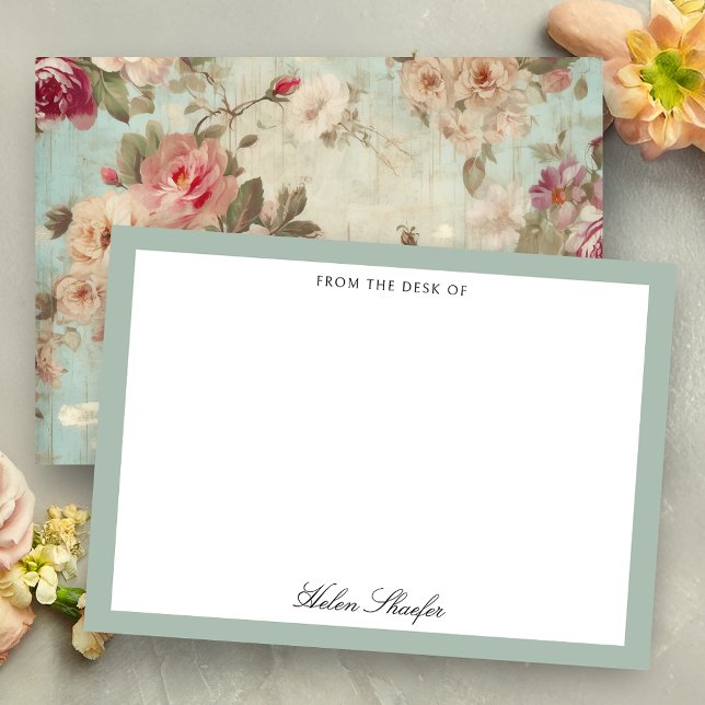 Shabby Elegant Rustic Roses Note Card (Creator Uploaded)