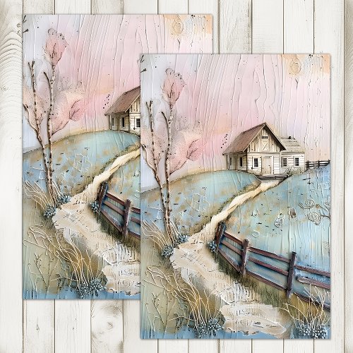 SHABBY FARMHOUSE IN PASTELS DECOUPAGE TISSUE PAPER