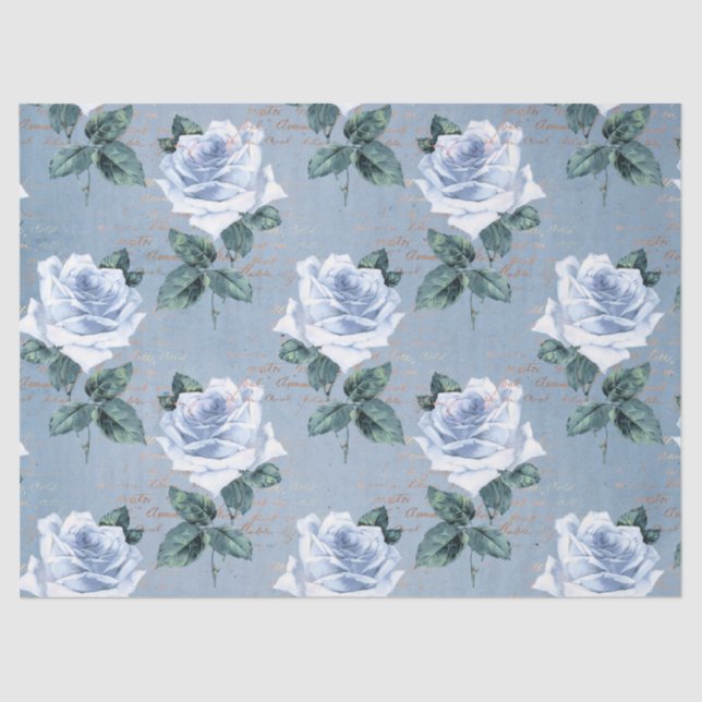 Shabby Floral Blue Series Design 1 Tissue Paper (Front)