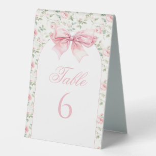 Shabby Floral Bow Baby Girl Shower Table Numbers Tent