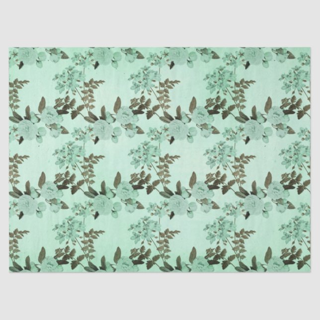 Shabby Floral Mint Series Design 8 Tissue Paper (Front)