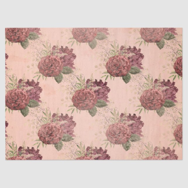 Shabby Floral Peach Series Design 11 Tissue Paper (Front)