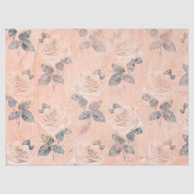 Shabby Floral Peach Series Design 5 Tissue Paper (Front)