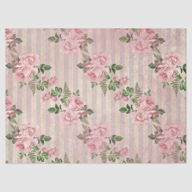 Shabby Floral Pink Series Design 6 Tissue Paper (Front)