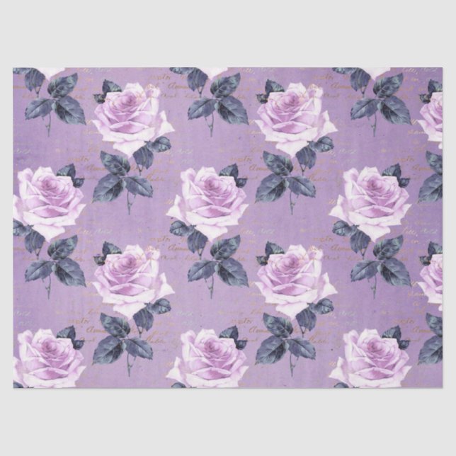 Shabby Floral Purple Series Design 3 Tissue Paper (Front)