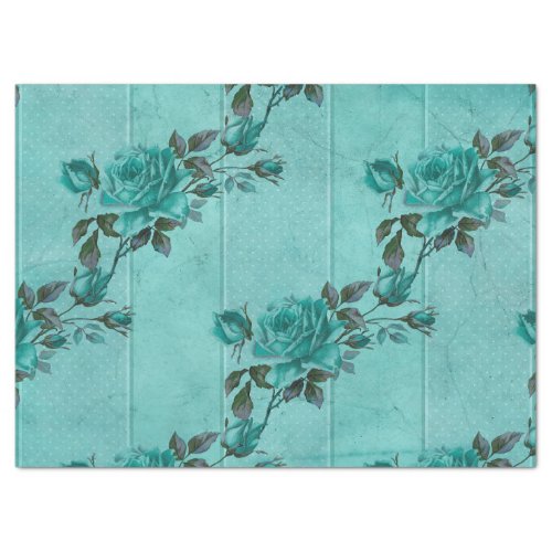 Shabby Floral Turquoise Series Design 2 Tissue Paper