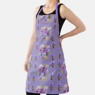Shabby Flower Purple Pansy floral Kitchen Apron