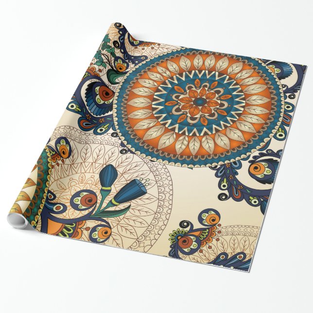 Shabby Flowers multicolors Wrapping Paper (Unrolled)