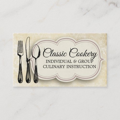 Shabby fork knife spoon chef catering cooking business card