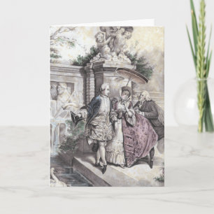 Shabby French Romantic Scene Faded Vintage Colors Holiday Card