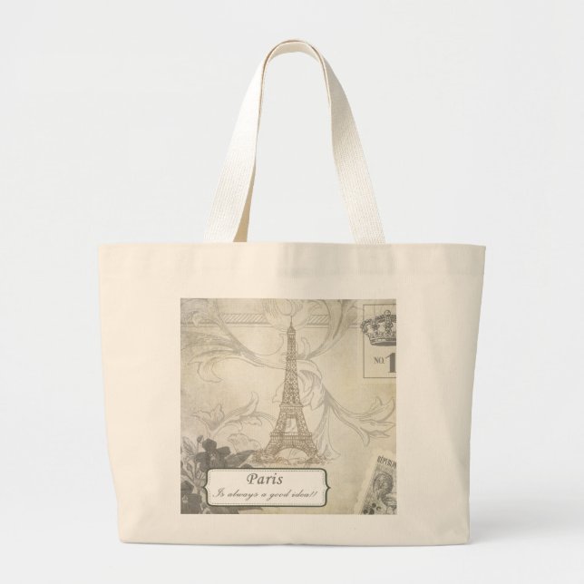 Shabby:  Paris is Always a Good Idea! Large Tote Bag (Front)