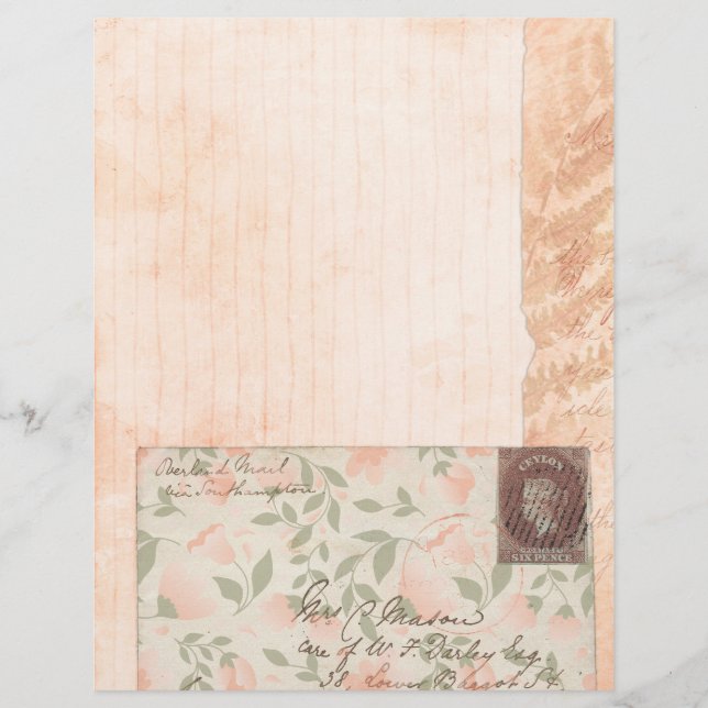 Shabby Peach Pink Scrapbook Paper (Front)