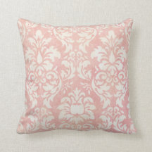 Shabby Pink Damask Reversible Throw Pillow