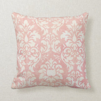 Shabby Pink Damask Reversible Throw Pillow