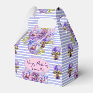 Shabby Pink Pansy Floral Party Purple Favor Box