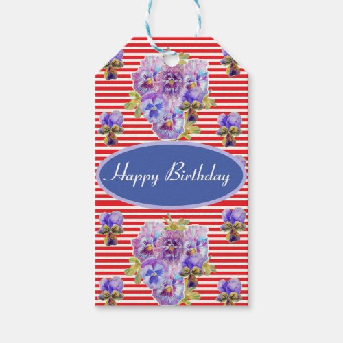 Shabby Pink Pansy Floral Rose Red Gift Tags