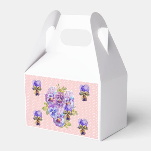 Shabby Pink Pansy Floral Tea Party Cake Favor Box