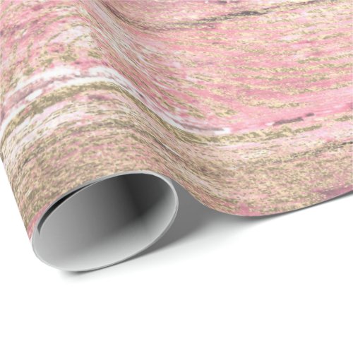Shabby Pink Pastel Rose Gold Wood Foxier Wrapping Paper