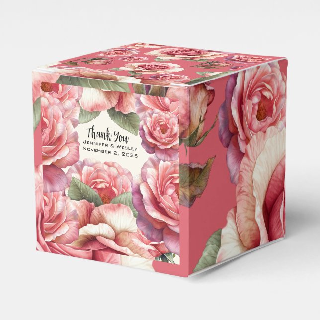 Shabby Pink Rose Favor Boxes (Front Side)