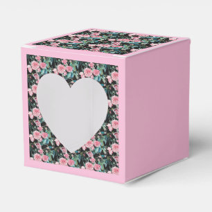 Shabby Pink Rose Floral Tea Party Cake Favor Box