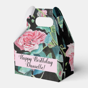 Shabby Pink Rose Floral Tea Party Cake Favor Box