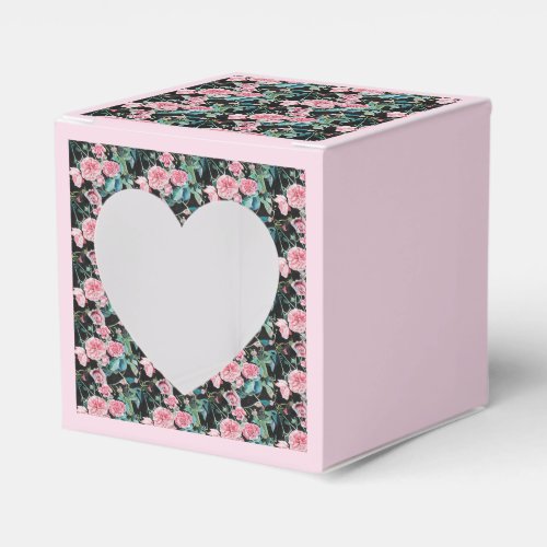 Shabby Pink Rose Floral Tea Party Cake Favor Box